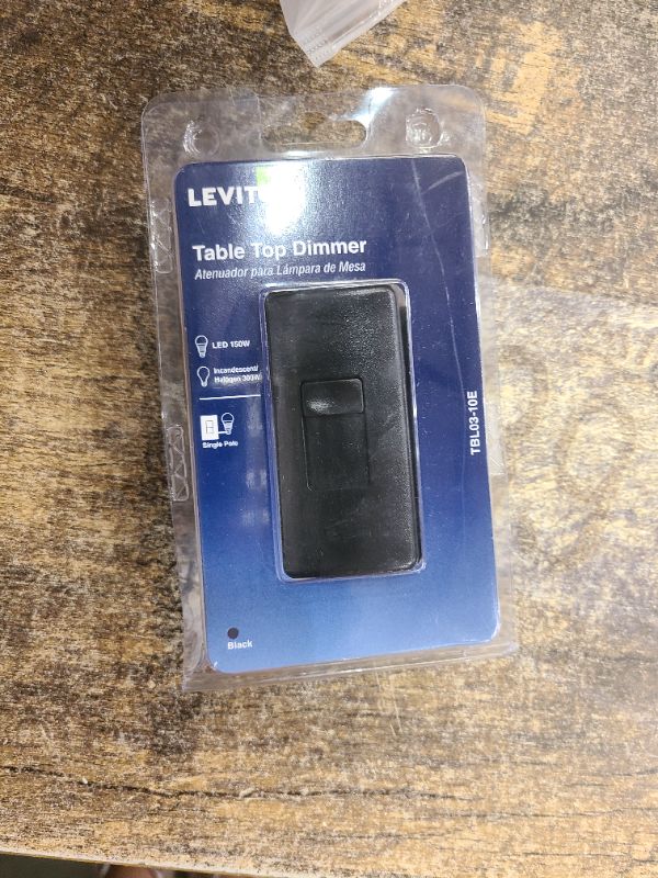 Photo 1 of Leviton Table Top Plug in Lamp Dimmer for Dimmable LED, Halogen and Incandescent Bulbs, TBL03-10E, Black