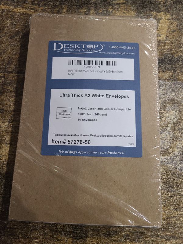 Photo 1 of Ultra Thick White A2 Envelopes - Sturdy, Durable, Heavyweight Envelopes for Invitations & Greeting Cards (50 Pack). BIN 10-KP-45