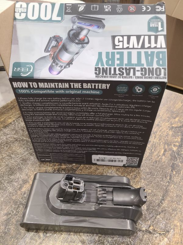 Photo 1 of EGR 7000mAh V11 Battery Replacement Compatible with Dyson V15 Battery Button Click in Installation Style Battery V11 V15 SV15 SV16 SV22 970425-01 Vacuum Cleaner (Not Fit for Fixing Styles with Screws)