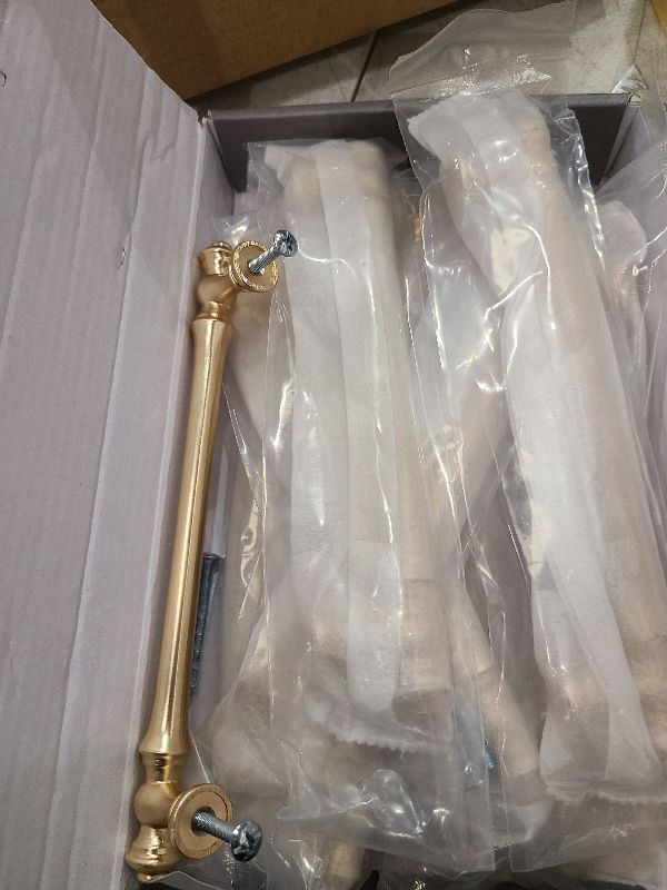 Photo 1 of Amerdeco 9 Pack Brushed Brass Cabinet Pulls 6.3 Inch(160mm) Hole Center Cabinet Hardware Gold Kitchen Cabinet Handles for Bathroom Drawer Pulls Dresser Pulls ZH0014