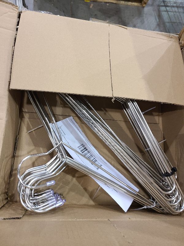 Photo 1 of 50 Pack Metal Coat Hangers Clothing Hangers Heavy Duty, Stainless Steel for Coat Clothes Shirt Suit Pant, 16.4 Inch Silver Wire Hanger