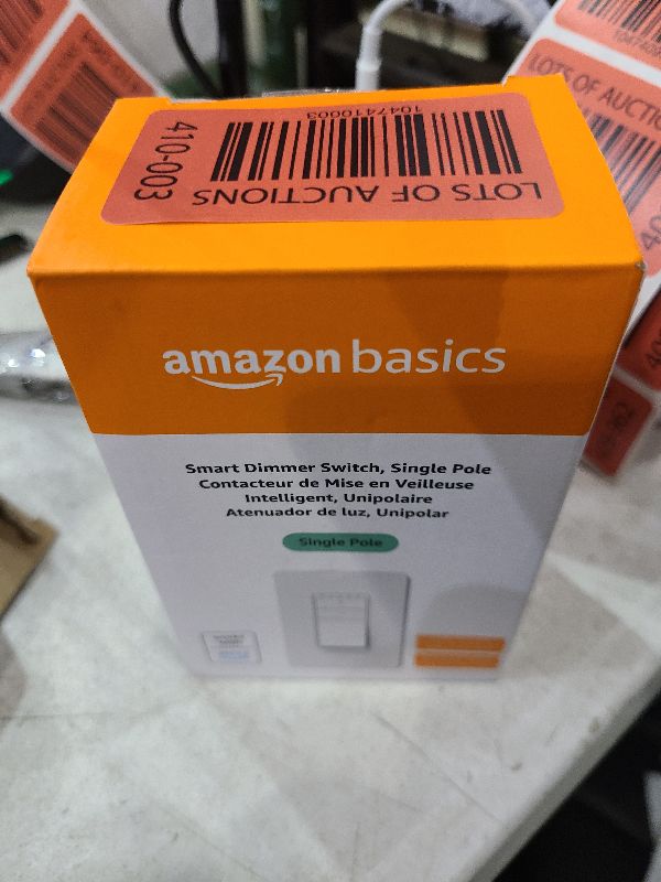 Photo 1 of Amazon Basics Smart Dimmer Switch, Single Pole, Works with Alexa Only, 2.4 GHz Wi-Fi, No Hub Required, White