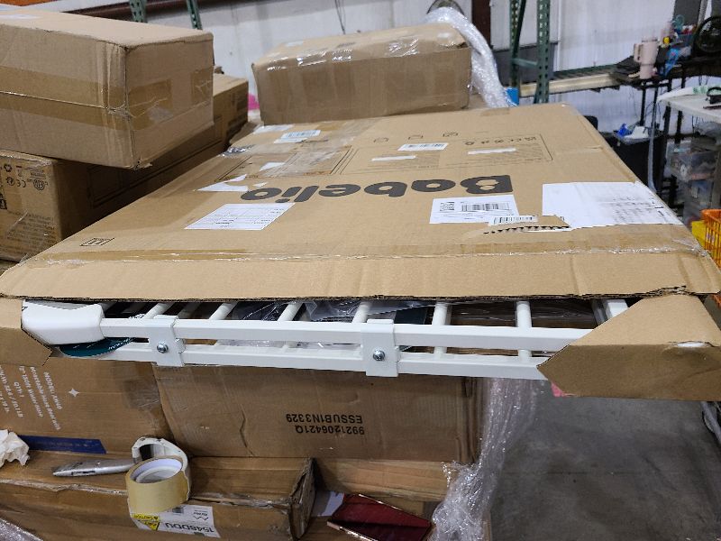 Photo 1 of Babelio 26-43" No Bottom Bar Baby Gate for Babies, Elders and Pets, 2-in-1 Hardware Mount Dog Gate for The House, Stairs and Doorways, with Large Walk Thru Door, White