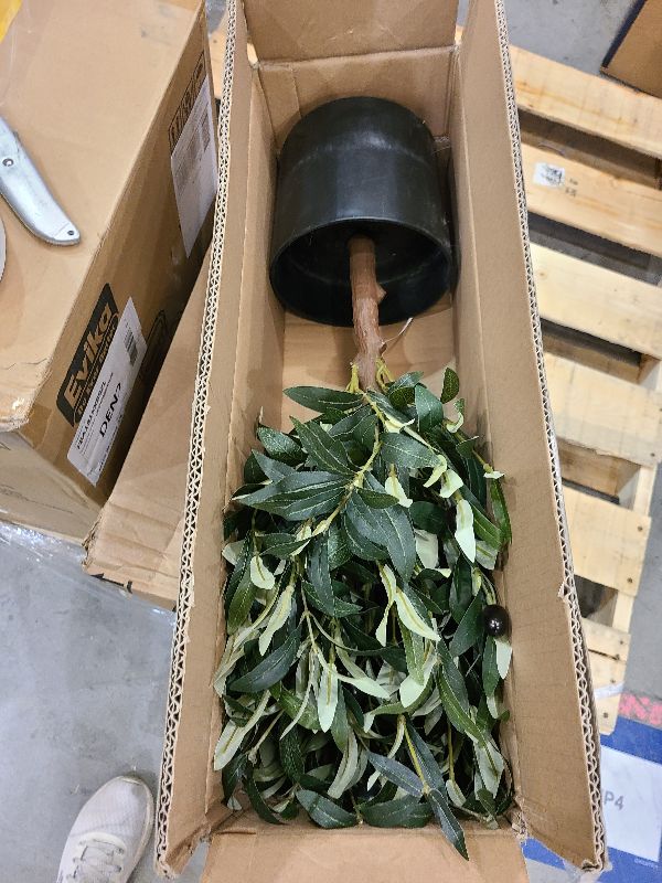 Photo 1 of 25.5” Tall Artificial Topiary Ball Olive Tree with Leaves and Fruits, Olive Boxwood Topiary Ball Potted Bushes UV Resistant Potted Plants for Garden Indoor Outdoor Home Decor