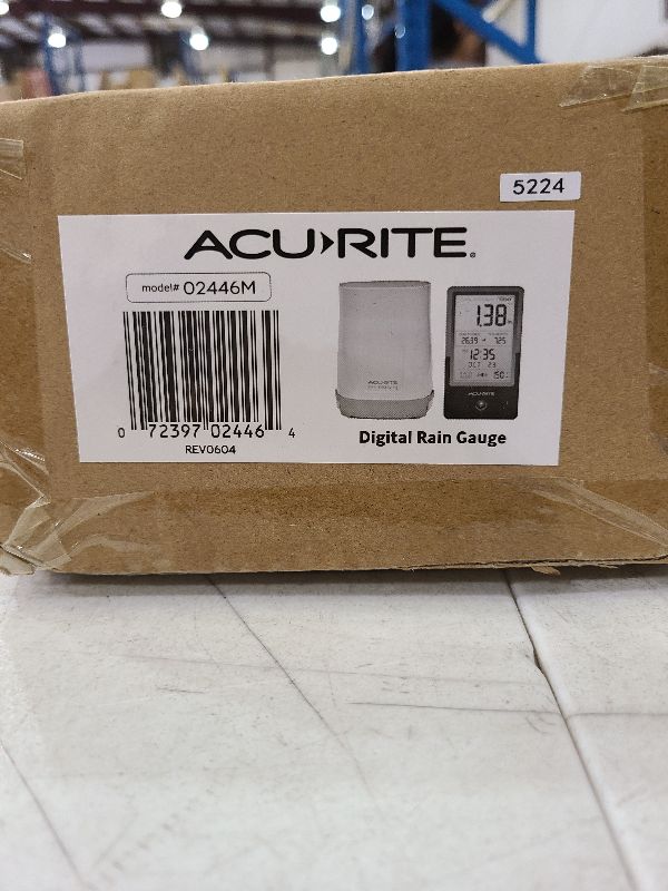 Photo 1 of AcuRite 02446M Wireless Rain Gauge with Indoor Digital Display, Black