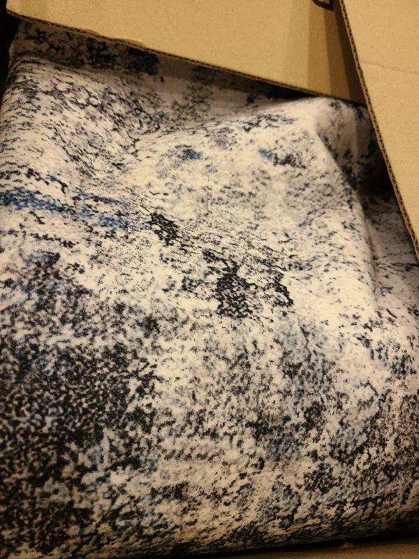 Photo 1 of Abstract 10x14 Washable Rug: Modern Non Slip Area Rug Soft Carpet Foldable Distressed Stain Resistant Neutral Rugs for Living Room Bedroom Decor Large Indoor Farmhouse Rug 10'x14' Blue Gray