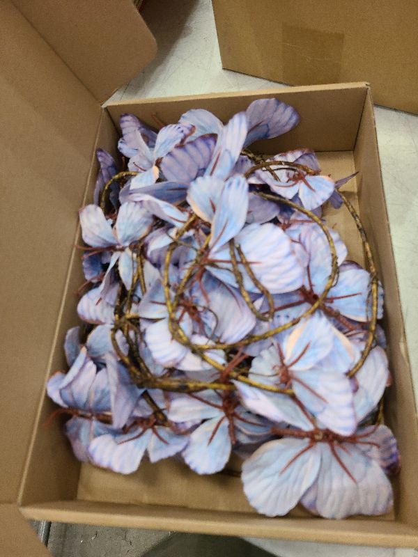 Photo 1 of Yuxung 6 Pcs 3D Butterfly Garlands Vines Fairy Birthday Decoration Artificial Blue Purple Butterfly Decorations Total 18.5ft DIY Wreath Wall Decor for Wedding Baby Shower Spring Party Favor