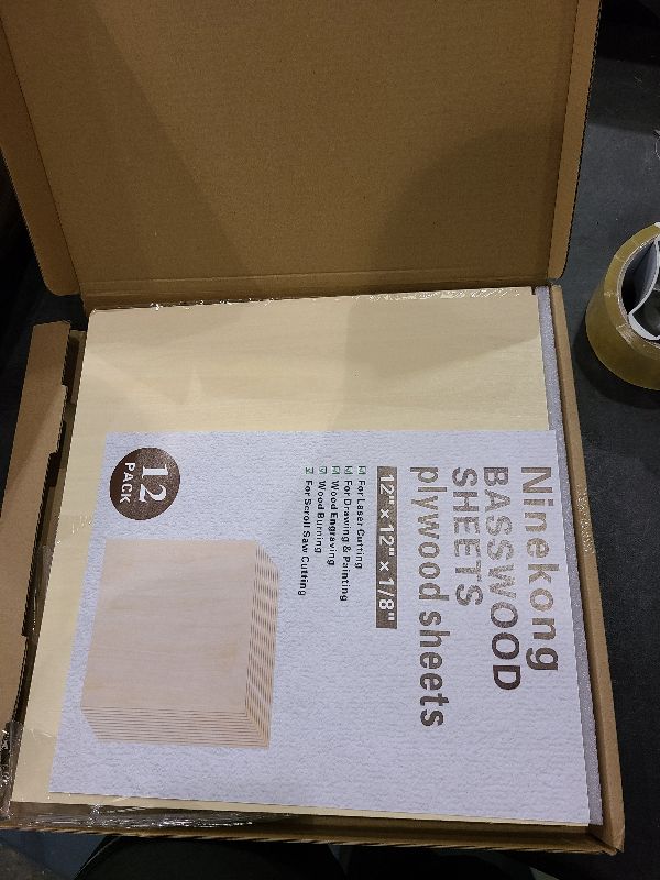 Photo 1 of 12 Pack Basswood Sheets 1/8 inch,12"x12"x1/8" Plywood Sheets,3mm Basswood for Laser Cutting,Laser Engraving Blanks,Thin Natural Unfinished Wood for Crafts,Wood Burning,Scroll Saw Cutting
