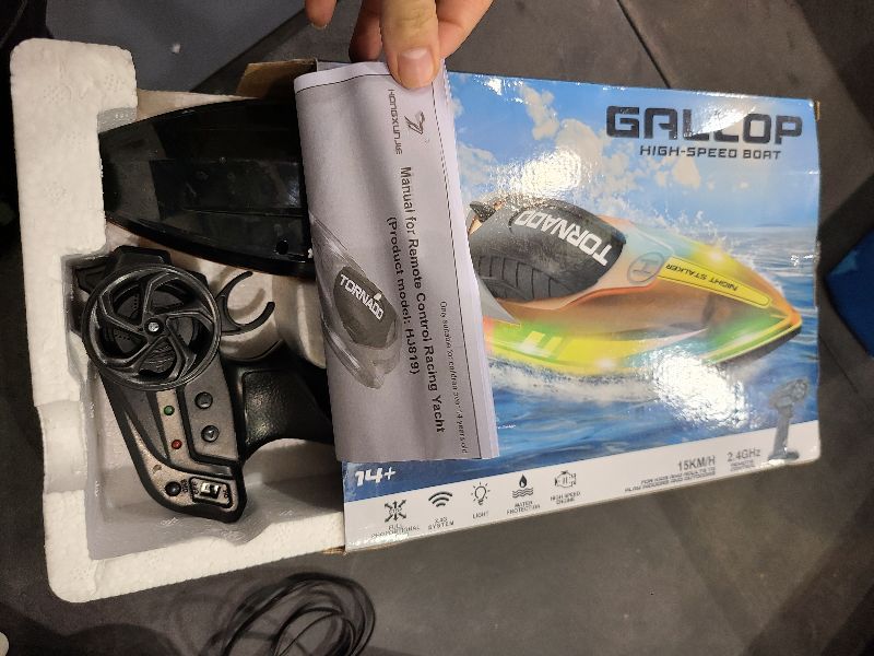 Photo 1 of RANFLY Remote Control Boats for 8-12, 15+ MPH Fast RC Boat with LED Lights, 2.4G RC Electric Speed Boats Pool and Lakes Toys for Kids