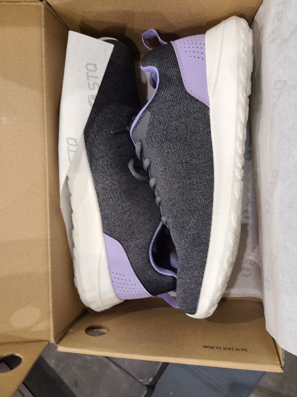 Photo 1 of STQ Womens Water Resistant Tennis Shoes Arch Support Walking Shoes Casual Lace Up Sneakers for Workout Charcoal Grey Purple US 9
