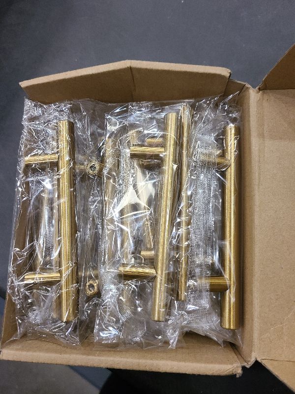 Photo 1 of 25Pcs Gold Cabinet Handles Brass Pulls 3 Inch Dresser Drawer - LS201GD76 Kitchen Brushed Door Hardware Furniture, 76mm Hole Centers