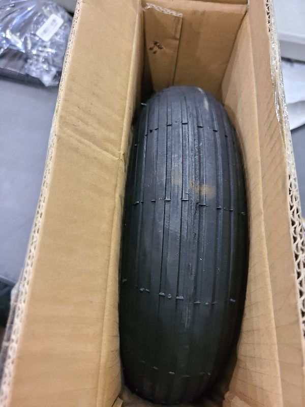 Photo 1 of 13 Inch 1 PC Rubber Pneumatic Replacement Tires and Wheels 4.00-6 with 5/8'' Axle Bore Hole, Inflated Air Wheel for Wheelbarrow/Wagon/Hand Truck/Trolley/Garden Scooter etc.