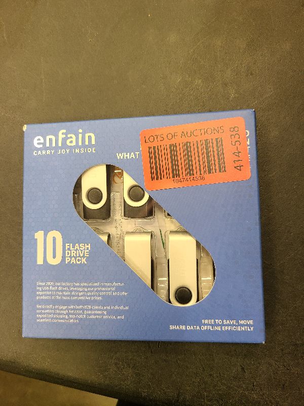 Photo 1 of 10-Pack Enfain 16GB USB 2.0 Swivel Flash Drives: Shareable Data Storage for Home & Office Use (Black)