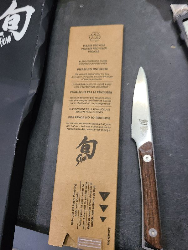 Photo 1 of Shun Kanso 3.5" Paring Knife, Handcrafted Japanese Vegetable and Fruit Knife, AUS10A Stainless Steel Blade, Tagayasan Handle, Small Kitchen Tool for Peeling, Coring and Cutting