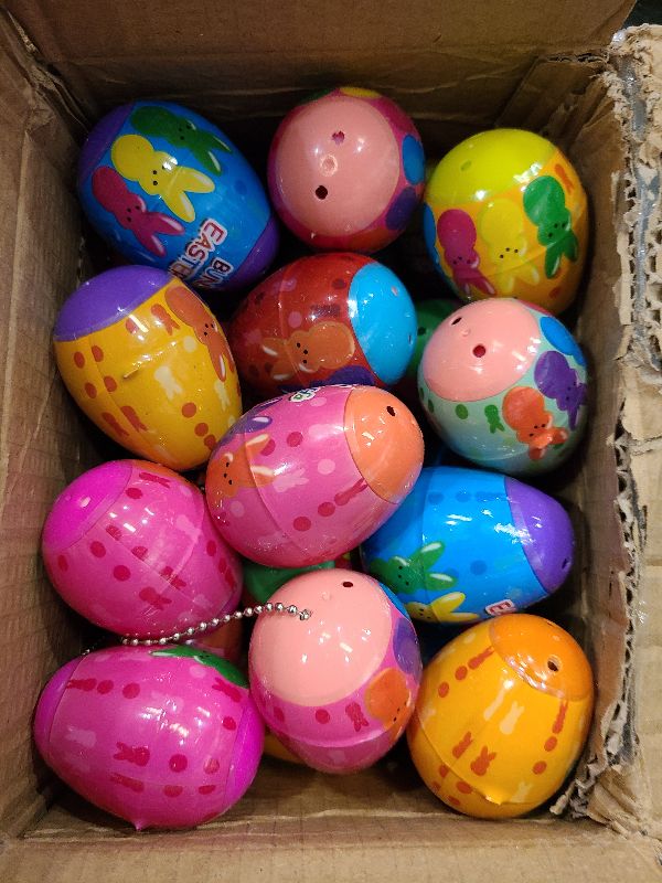 Photo 1 of 24 PCS Prefilled Easter Eggs with Bunny Pop Bubble Fidget Keychains Toy Inside for Kids Boys Girls Easter Basket Stuffers Party Favors Easter Egg Hunt
