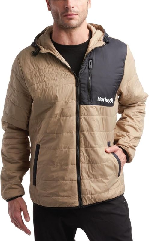 Photo 1 of  Hurley Men's Jacket - Balsam Lightweight Packable Puffer Coat - Weather Resistant Outerwear Windbreaker Coat for Men (XL) 