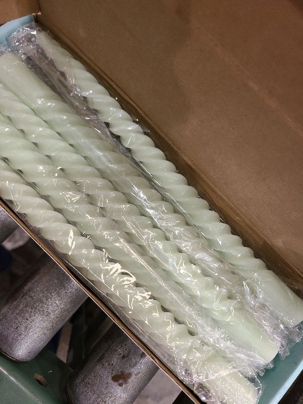 Photo 1 of 10 Inch Sage Green Taper Candle Set, 10 Pack Unscented Dripless Candlesticks for Family Dinner Parties Spring Home Decoration and Wedding