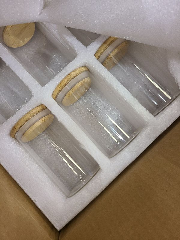 Photo 1 of 8oz Glass Food Storage Jars, Glass Jars with Bamboo Lids, Kitchen Storage Jars, Set of 12, Canisters with Airtight Lids for Spice, Coffee, Cookie, Pantry Organizers