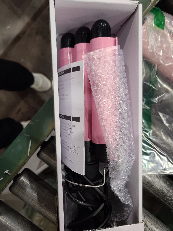 Photo 1 of 3 Barrel Curling Iron Hair Crimper: Aleath Dual Voltage Adjustable Temperature Three Barrels Hair Waver - Ceramic 1 inch Curler Wand