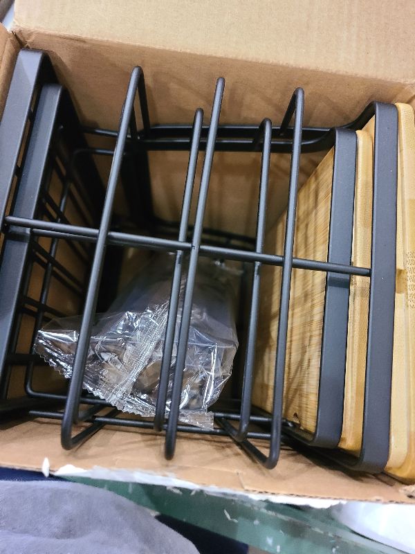 Photo 1 of ALOCEO 2 Pack Storage Stackable Kitchen Laundry Organizers with Bamboo Top, Wall Mount Large Trash Bag Holder and Standard Garbage Bag Dispenser