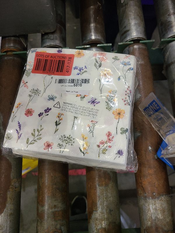 Photo 1 of 48Pcs Wildflower Themed Paper Napkins Spring Floral Party Paper Napkin Set She Is A Wildflower 1st Birthday Baby Shower Party Supplies for Girls
