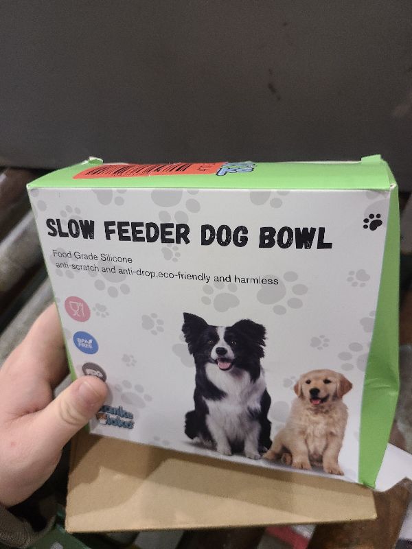 Photo 1 of 2 Pcs Slow Feeder Insert for Dog Bowl, Anti-Choking Silicone with Strong Suction Cups, Fits Most Dog Bowls, Ideal for Large Breeds (Green+White)