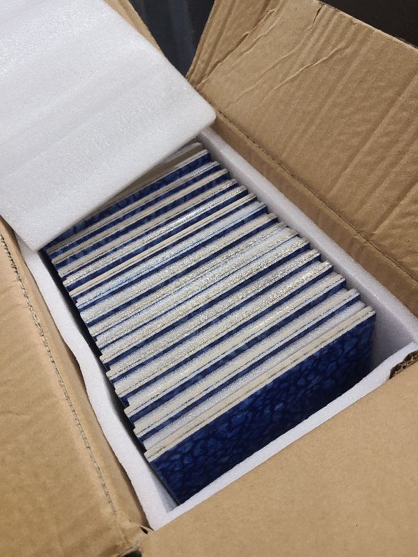 Photo 1 of 20 PCS Porcelain Swimming Pool Waterline Tile, 6" x 6" Blue Glazed Tile for Pool Floor Kitchen Backsplash Bathroom (5 Sq.Ft)