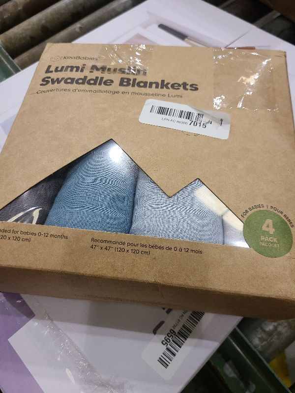 Photo 1 of 4-Pack Muslin Swaddle Blankets for Boys, Girls - Organic Baby Swaddles for Newborns, Soft & Breathable Receiving Baby Blankets for Girl, Boy, Neutral, Newborn Essentials Gift (Nimbus)