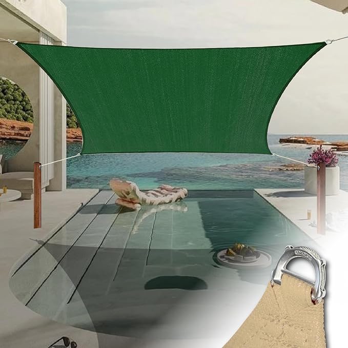Photo 1 of 18' x 22' Reinforced Wire Ring GreenRectangular Shade Sail, Commercial Grade Canopy, Reinforced Corners and Edges