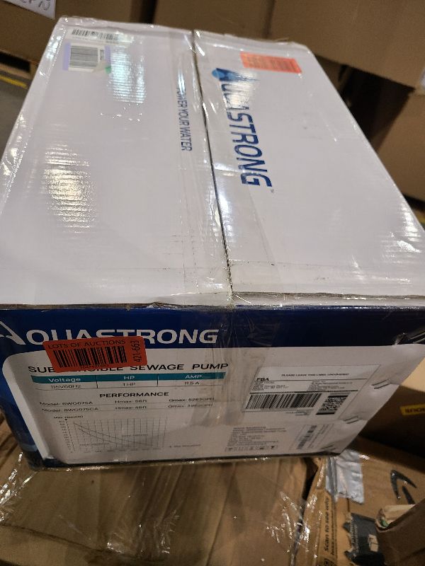 Photo 1 of  Aquastrong 1HP Sewage Grinder Pump, Stainless Steel, 115V Automatic Float Switch, Submersible Effluent/Sump Pump for Sump Basin, Basement Residential Sewage, 2'' NPT Discharge 