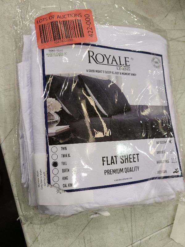 Photo 1 of Royale Linens Full Flat Sheet - Ultra Soft Brushed 1800 Microfiber Flat Sheets Only - Wrinkle Free & Stain Resistant - Hotel Quality Top Sheet for Bed (Full, White)