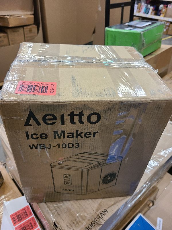 Photo 1 of Aeitto Ice Makers Countertop, 9 Ice Cubes Release in 6 Mins, 26Lbs/24H, 2 Sizes of Bullet Ice Machine,Self-Cleaning Portable Ice Maker with Ice Scoop and Basket for Home Kitchen Office Bar RV, Black