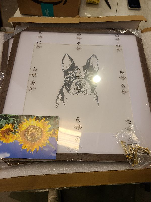 Photo 1 of 16x16 Picture Frame Set of 3, Square 16"x16" Wood Frame, Solid Wood Picture Frame 16x16, 16x16 Frame Matted to 12x12, 16 x 16 Square Photo Frame for Wall Gallery