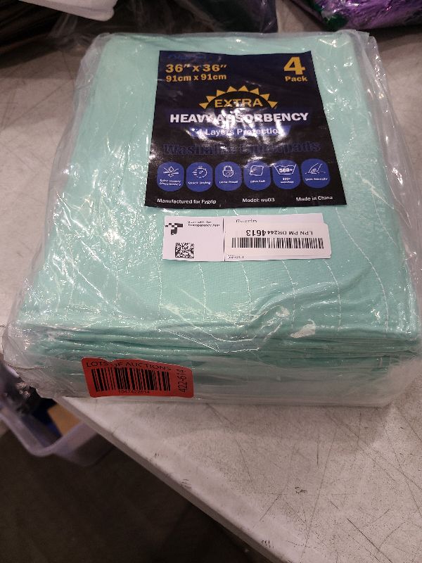 Photo 1 of 4 Pack 36” x 36” Extra Heavy Absorbency Washable Underpads, Waterproof Quick Drying Nursing Pads Incontinence Bed Pads, Reusable Washable Pee Pads for Dogs, Diaper Changing & Adults