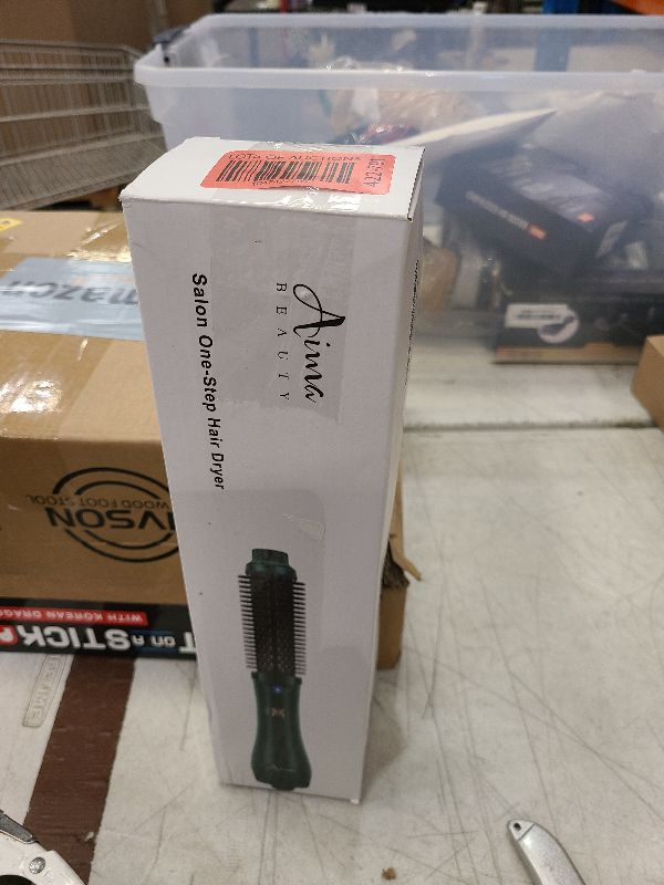 Photo 1 of Aima Beauty Hair Dryer Brush, One Step Hair Dryer & Volumizing Hot Air Brush, 3 Heat/Speed Settings, Advanced Ionic Technology, Ceramic Coating, Nylon Pins & Tufted Bristles, Dark Green, 1000W, 125V
