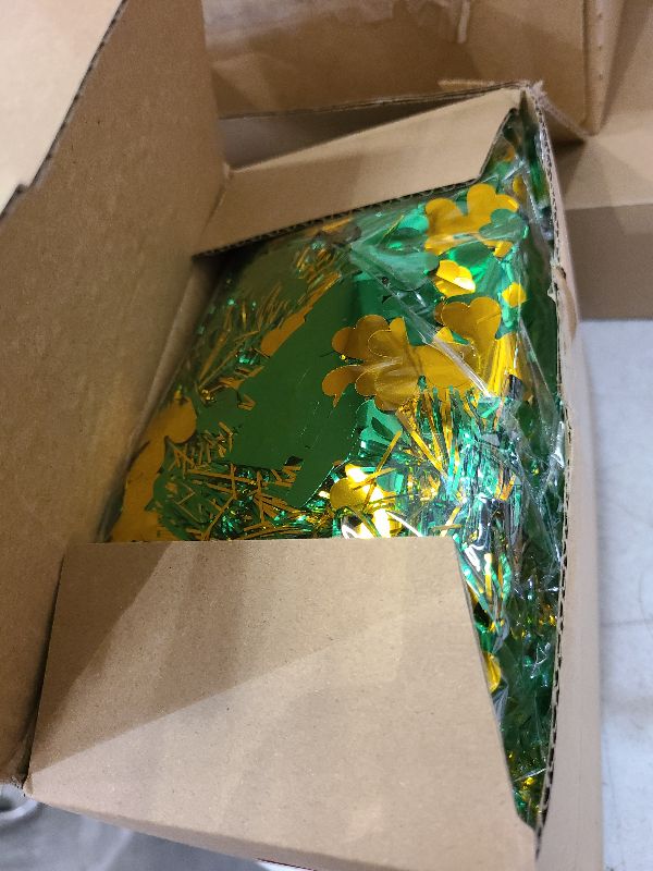 Photo 1 of 2 Pack 66FT St Patricks Day Garland Decor Gold Green Shamrock Hat Tinsel Garland, Shiny Metallic Streamer Twist Garland Hanging St Patricks Day Decorations for Home Indoor Irish Party Supplies