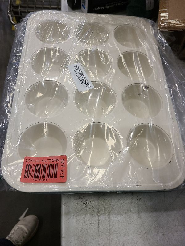 Photo 1 of GreenLife 12-Cup Muffin Pan, Healthy Ceramic Nonstick Bakeware, PFOA & PFAS-Free Cupcake Tray, Durable Baking Pan, Versatile Kitchen Essential, Easy Clean Muffin Mold, Nonstick Baking Sheet, Turquoise