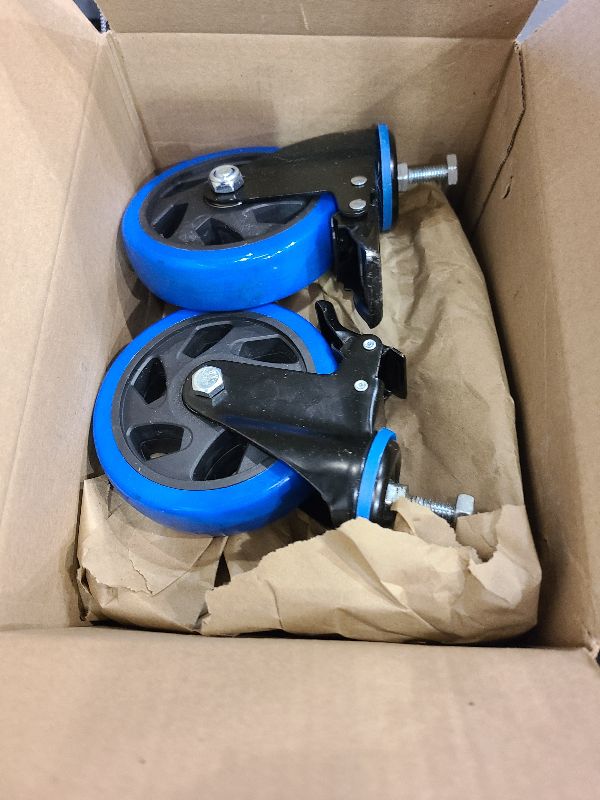 Photo 1 of 5 Inch Stem Caster Wheels Heavy Duty with Dual Locking 2200Lbs, Swivel Industrial Casters Set of 4,Threaded Stem Casters 3/8" -16 x 1, Wheels for Cart and Furniture