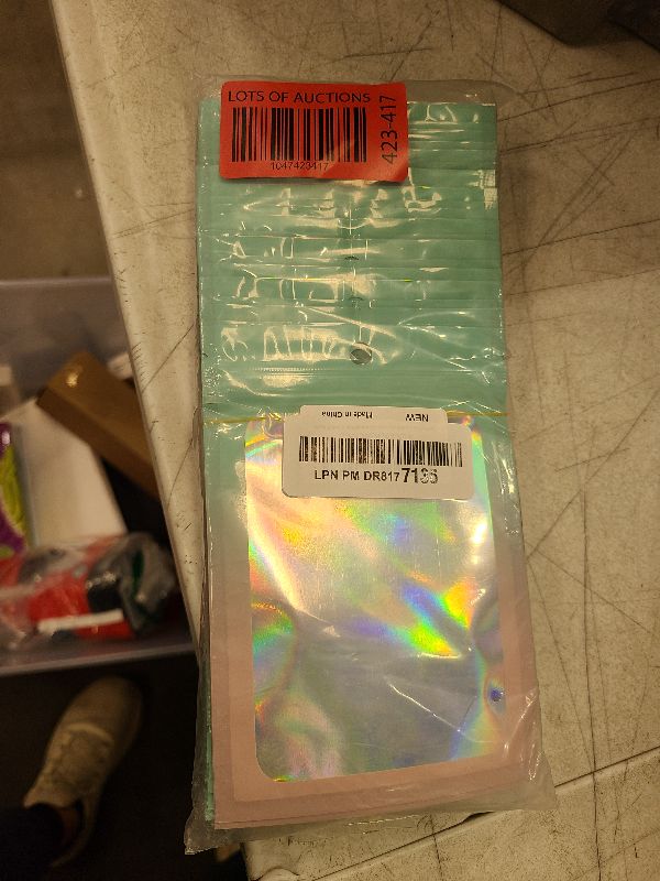 Photo 1 of 100 Pieces Resealable Mylar Ziplock Bags, Holographic Gradient Bags with Clear Window, Packaging Pouch Party Bags Sample Bags (Green&Pink, 4.1x5.9 Inch)