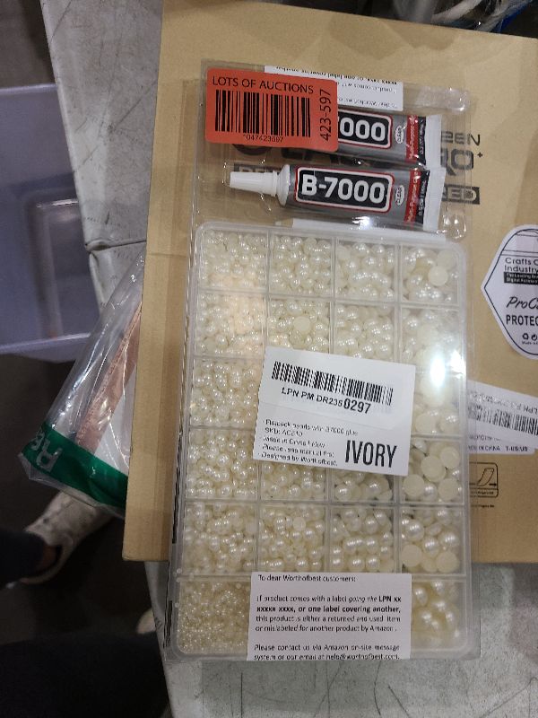 Photo 1 of 10000Pcs Ivory Flatback Pearls with B7000 Glue Kit for Crafts Crafting Shoes Nail Art Decoration Embellishment, Beige Half Round Flat Back Pearls Beads Set, Mixed Sizes 2mm 3mm 4mm 5mm 6mm 8mm 10mm