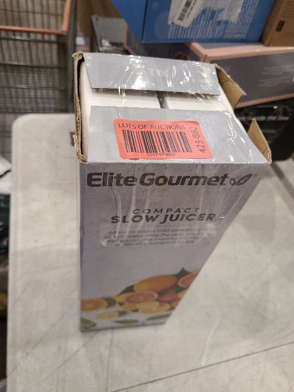 Photo 1 of Elite Gourmet EJX600 Compact Small Space-Saving Masticating Slow Juicer Cold Press Juice Extractor, Nutrient and Vitamin Dense, BPA-Free Tritan, Easy to Clean, 16 oz Juice Cup, Charcoal Grey