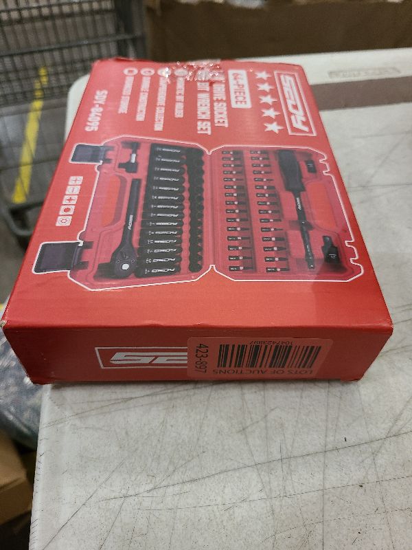Photo 1 of 64-Piece 1/4" Drive Impact Socket Wrench Driver-Bits Set, Cr-V Metric&SAE Deep and Shallow Socket Set, S2 Power Bits with Quick-Release Ratchet Handle, Universal Joint, Bit Holder, Power Drill Adapter