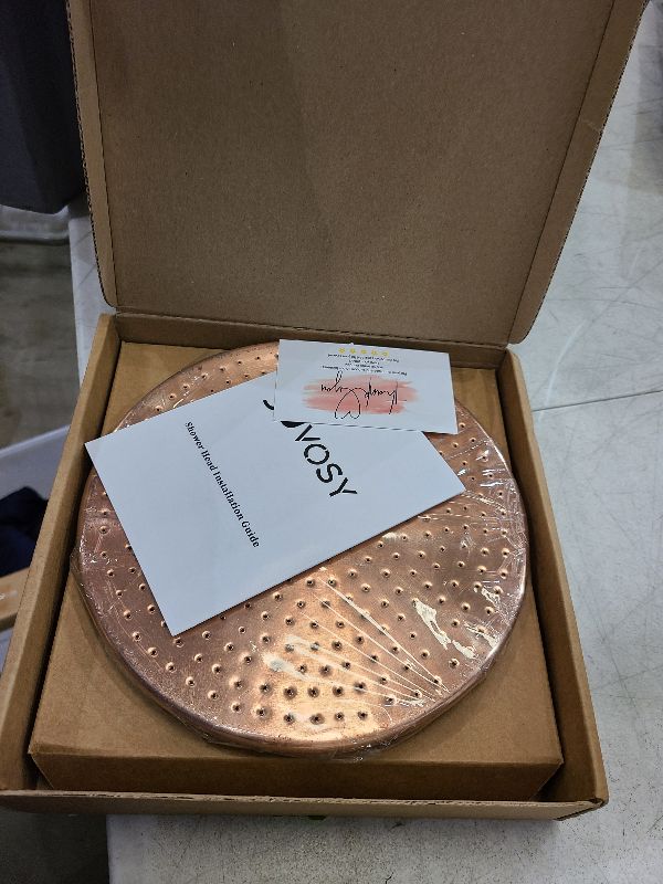 Photo 1 of 8-Inch Unlacquered Copper Rainfall Shower Head – Vintage Outdoor Shower Fixture with Natural Patina for Antique Look – Handcrafted, Eco-Friendly with Easy 1/2" Installation