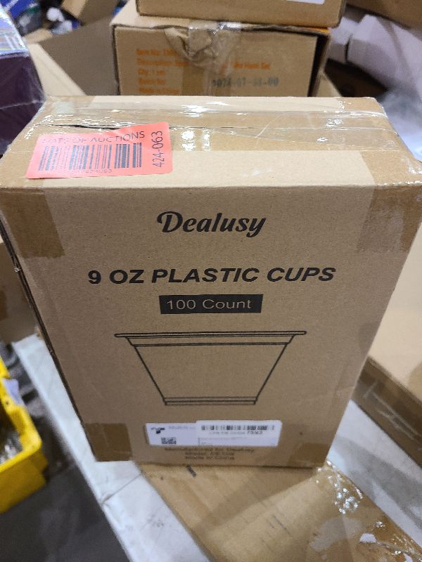 Photo 1 of Dealusy 100 Pack 9 oz Clear Plastic Cups, Sturdy & Food Safe Disposable Plastic Cups for Wine Cocktail Punch