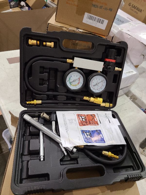 Photo 1 of YSTOOL Cylinder Leak Down Tester Automotive Kit Gasoline Engine Compression Dual Gauge Leakdown Detector Tool Set for Pressure Check & Leakage Rate Test with Extension Rod Black