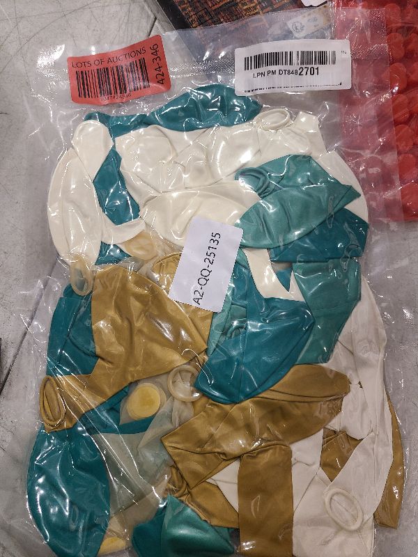 Photo 1 of FunHot Teal and Gold Balloons, 60 Pcs 12 Inch Metallic Dark Green Confetti Latex Balloons for Wedding Birthday Baby Shower Party Decorations