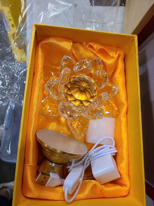 Photo 1 of YUANHEN Copper Base Crystal Lotus Flower Lamp LED Night Light Changes Color - for Birthday Christmas Astronomy Space Gifts for Boys Girls
