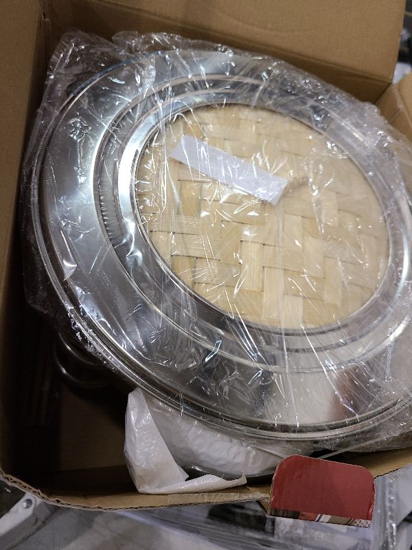 Photo 1 of 2-Tier 10-inch Bamboo Steamer Basket Set with Reinforcement & Handle,Steamer for Cooking,Dumpling Bun Dim Sum, Rice Potsticker Steaming Chinese Asian Food & Vegetables