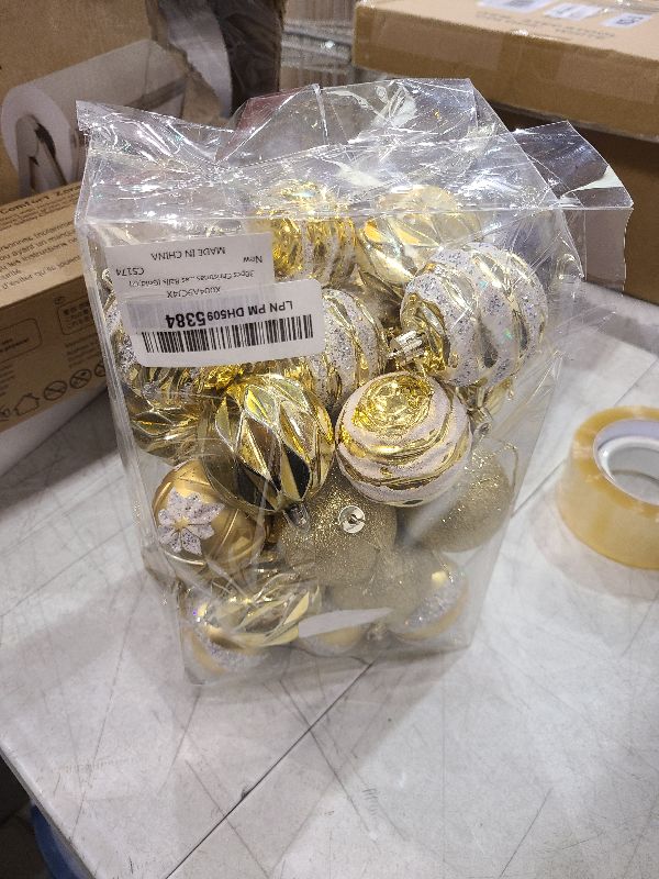 Photo 1 of 30pcs Gold Christmas Balls Ornaments - 2.36 Inch Gold and White Christmas Balls, Shatterproof Plastic Balls Ornaments for Christmas Trees Decorations, Hanging Tree Ball Ornaments for Christmas