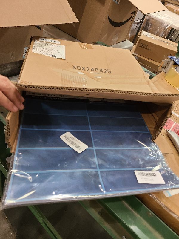 Photo 1 of 10-Pack Peel and Stick Backsplash Wall Tiles, 12" x 12" Stick on Blue Marble Tiles for Kitchen Bathroom